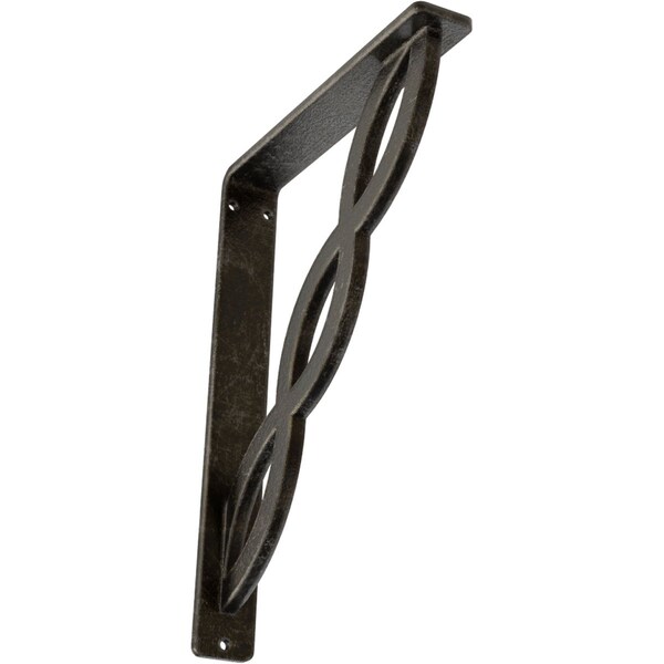 Ekena Millwork Loera Wrought Iron Bracket, (Single center brace), Antiqued Warm Silver 1 1/2"W x 7 1/2"D x 10"H BKTM01X07X10SLOAWS - main